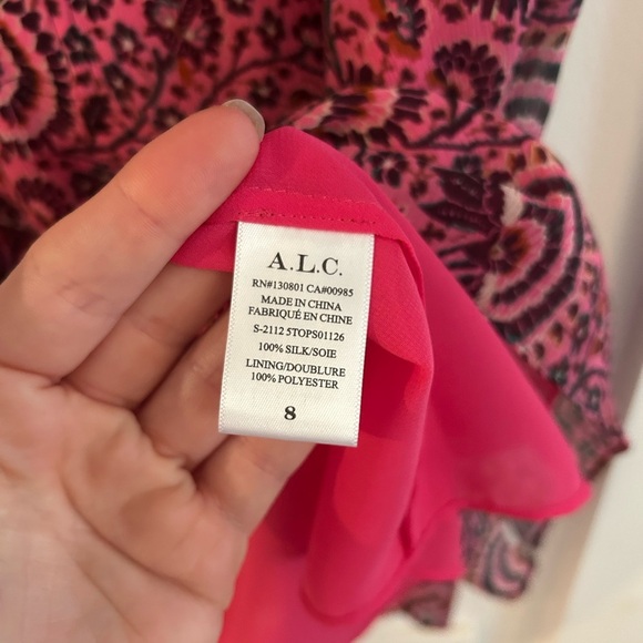 A.L.C. Women's Pink June Floral Paisely Silk Top Size 8 - Picture 7 of 7